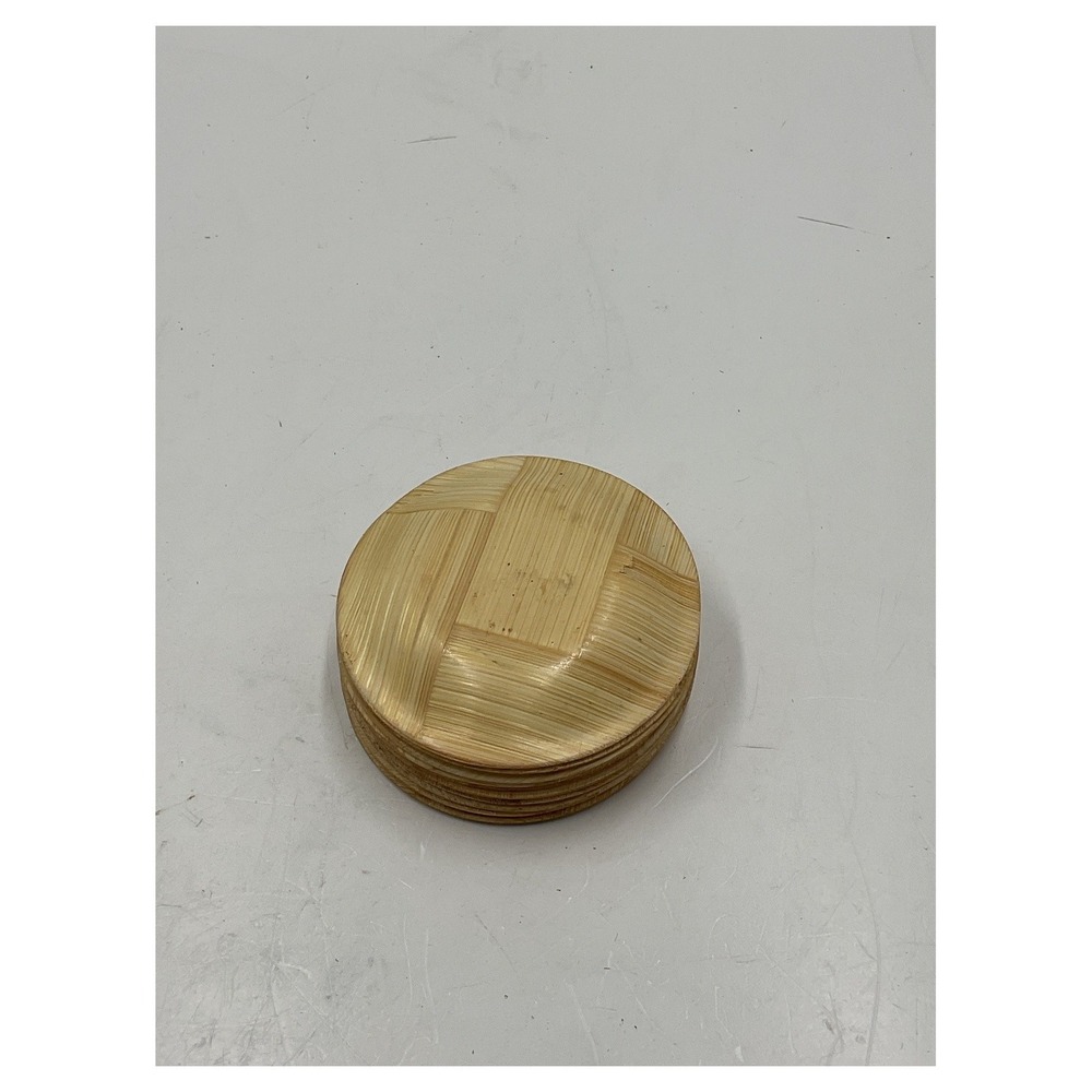 Set of 12 Vintage Bamboo Sake Saucers Coasters Japanese Art Scenes - Picture 2 of 3
